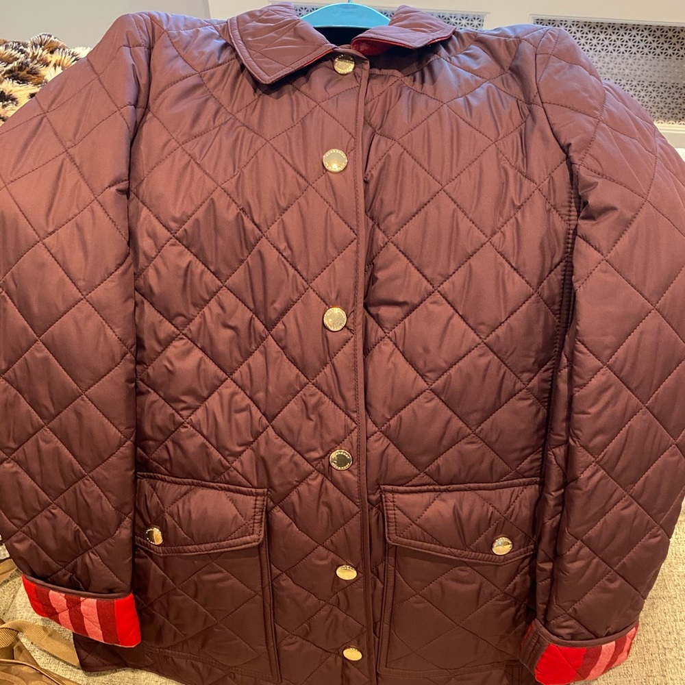 Burberry check detail diamond quilted jacket